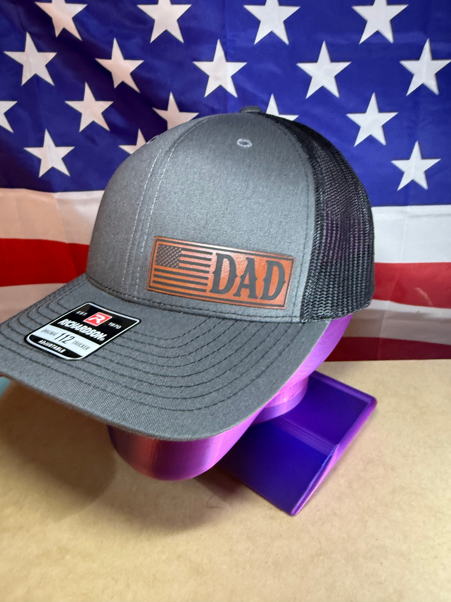 Dad with flag Richardson 112 hat
