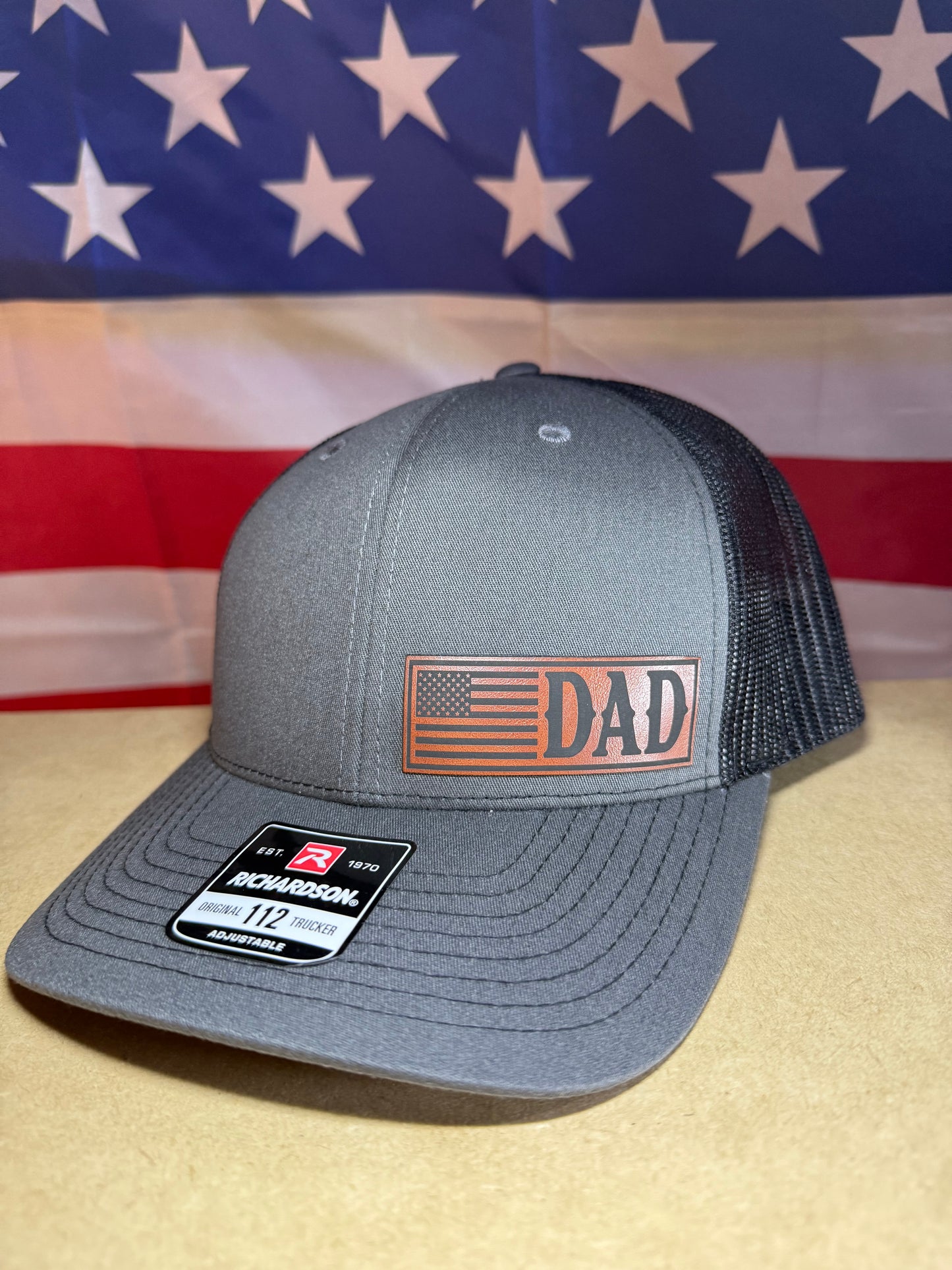 Dad with flag Richardson 112 hat