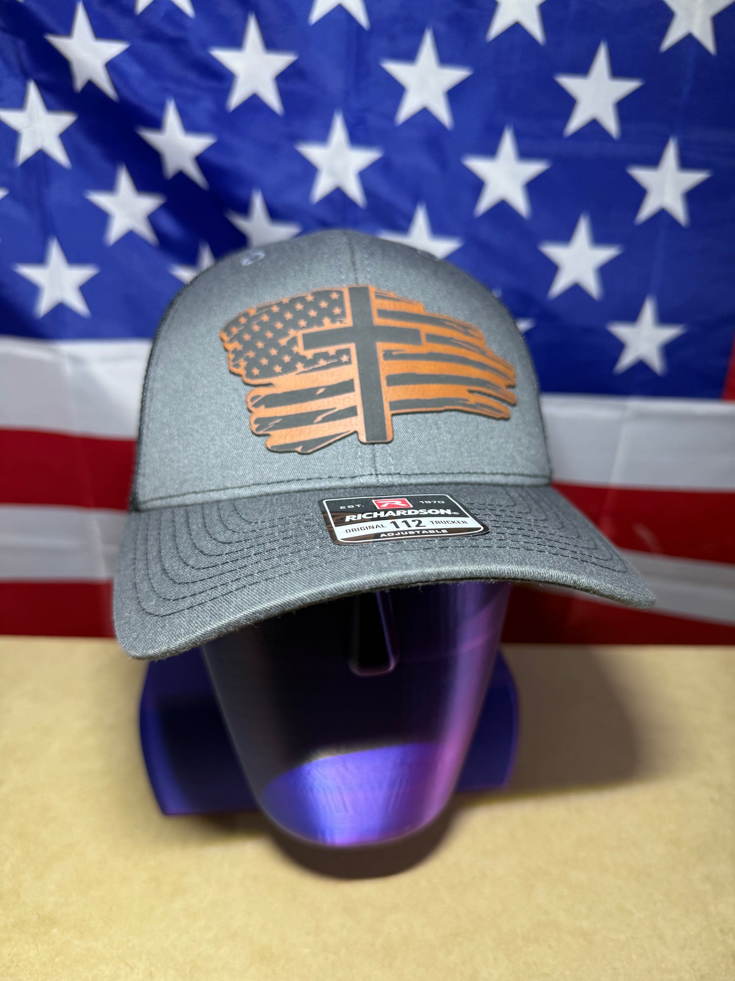 American flag & cross