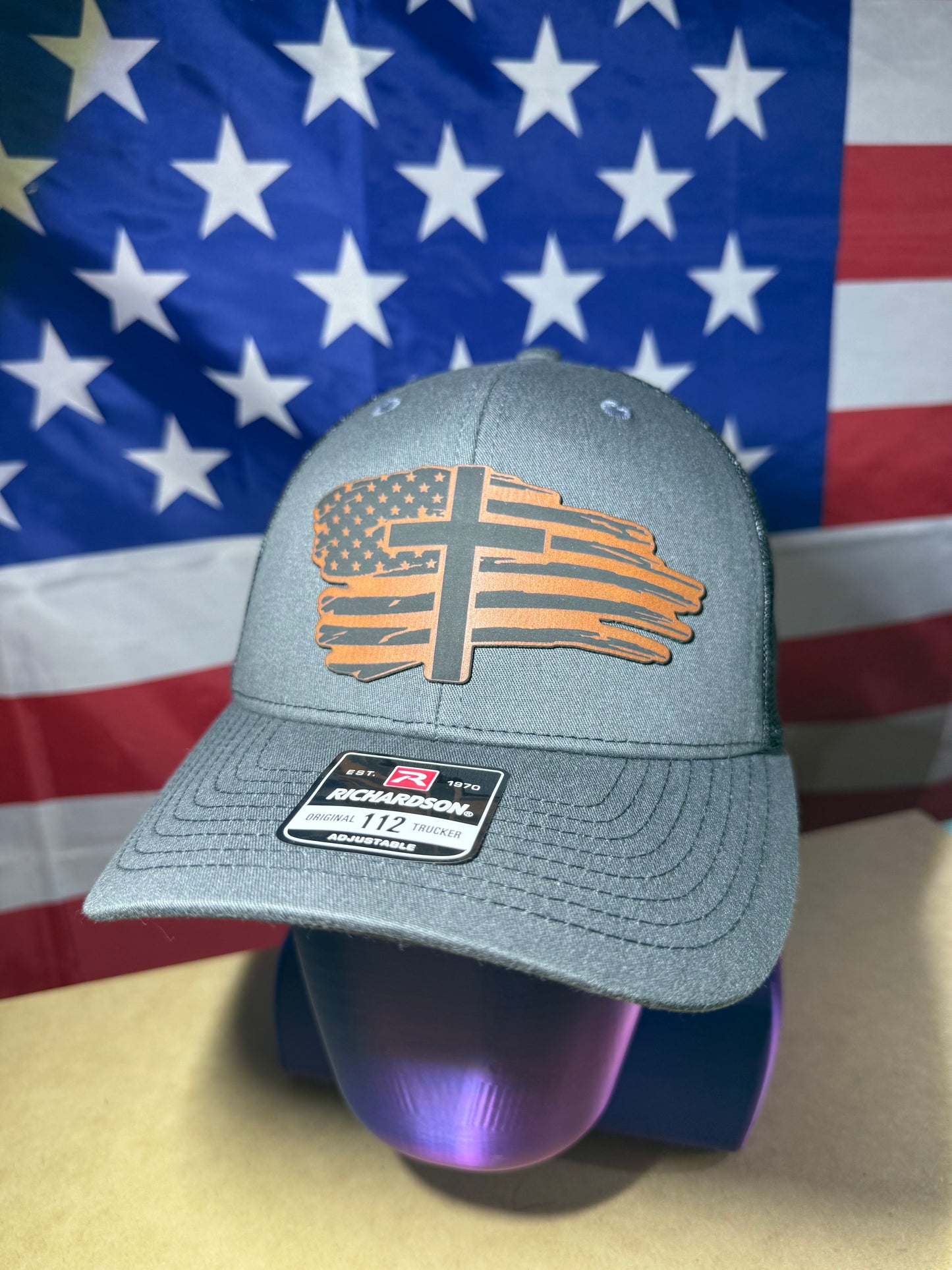 American flag & cross