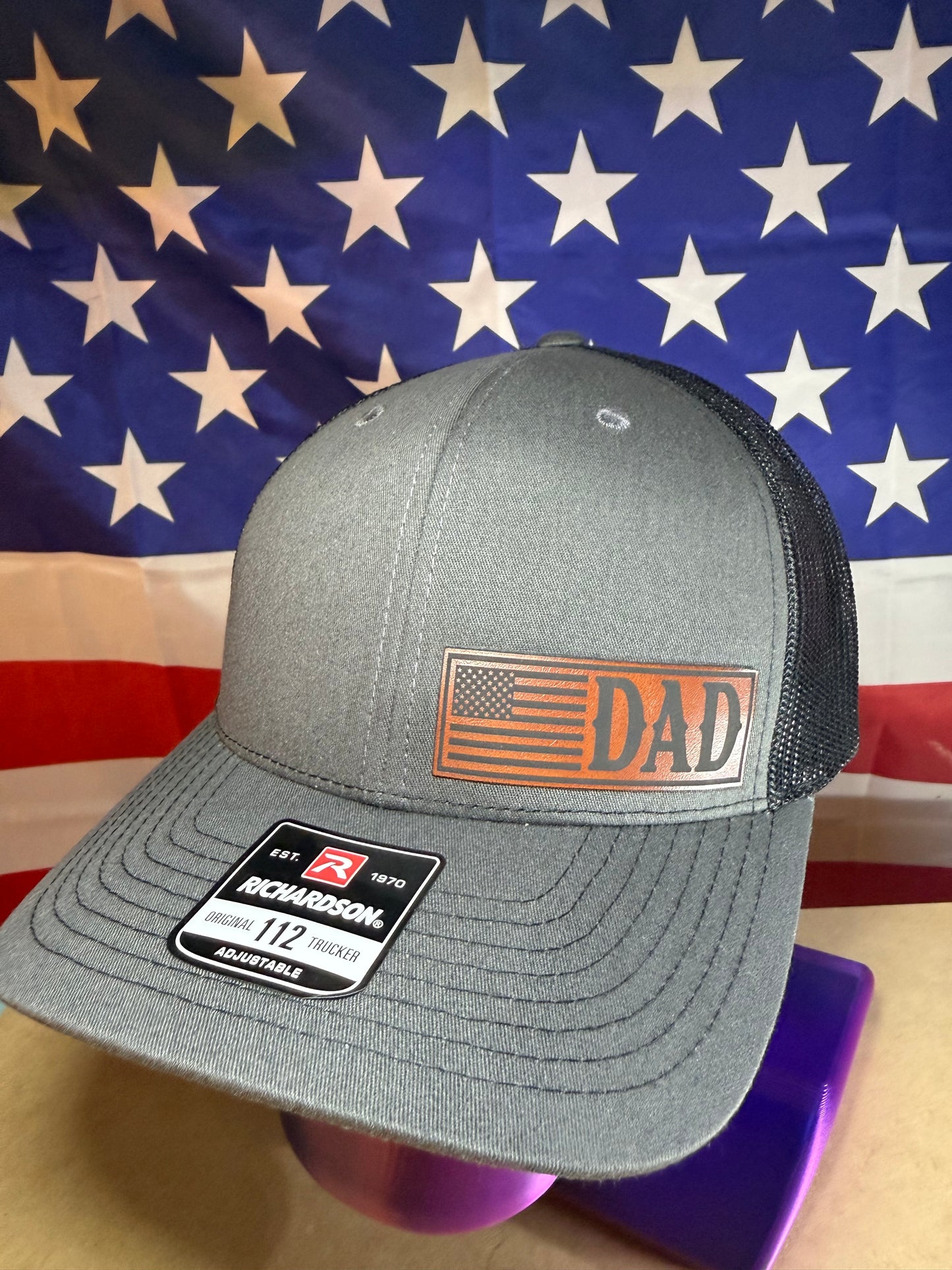 Dad with flag Richardson 112 hat