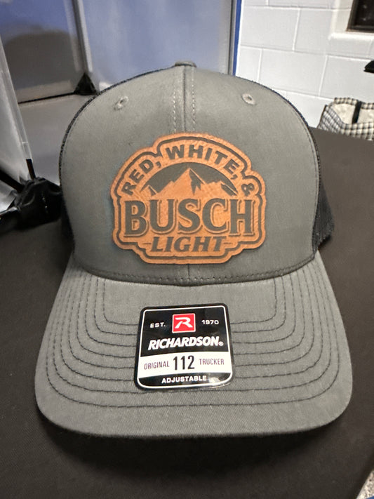 Red, white Busch Lite